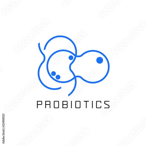 Probiotics logo. Bacteria logo. Concept of healthy nutrition ingredient for therapeutic purposes. Simple flat style trend modern logotype graphic design isolated
