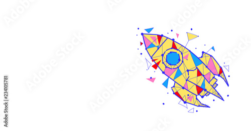 space rocket icon startup new idea development concept sketch doodle horizontal isolated flat vector illustration