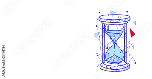 sand clock icon time watch concept sketch doodle horizontal isolated flat vector illustration