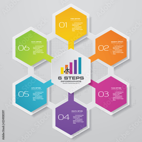 simple&editable 6 steps process. Simple&Editable abstract design element. Vector.	