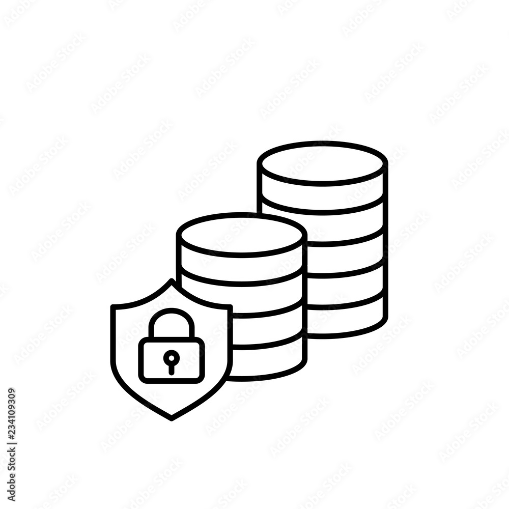 web money security line black icon on white background web money security line black icon on white background
