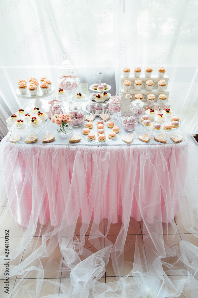 Kids birthday party decoration and cake. Decorated table Kids birthday party decoration and cake. Decorated table