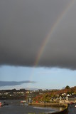 Rainbow over Kinsale town which nestles between the hills and the shoreline, never far from the water. Kinsale, Ireland, November, 2018
