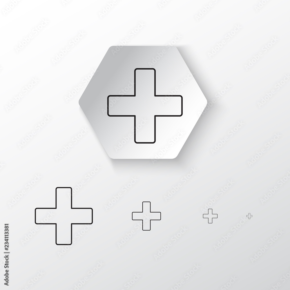 Fototapeta premium vector line icons, sign and symbols in flat design on paper cut circle and hextagon shape medicine and health 