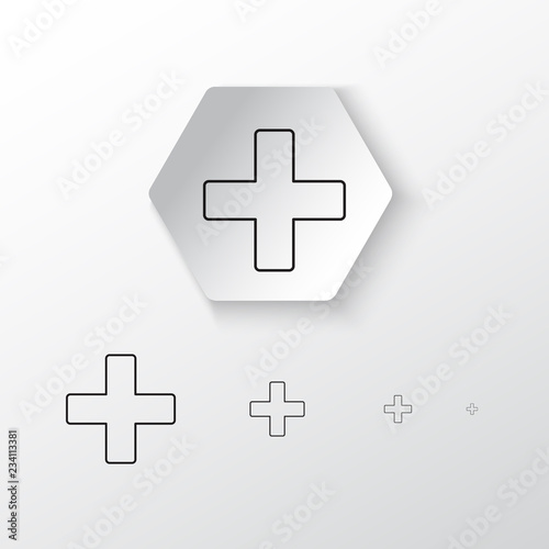 vector line icons, sign and symbols in flat design on paper cut circle and hextagon shape medicine and health 
