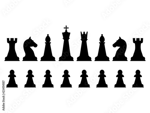 Chess pieces icon. Vector illustration, flat design.