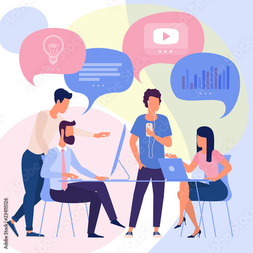 Flat design  characters with speech bubbles