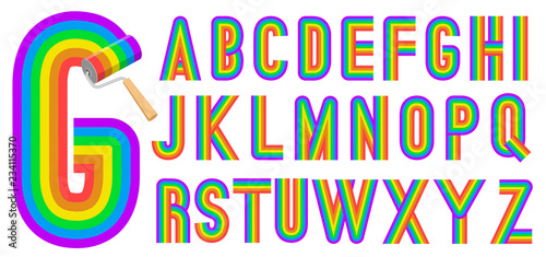 retro style rainbow alphabet