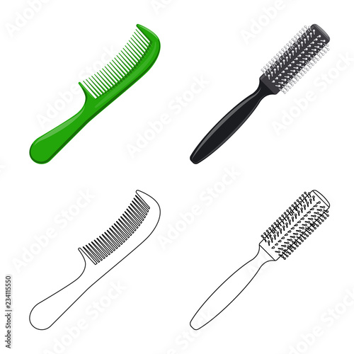 Vector design of brush and hair symbol. Set of brush and hairbrush vector icon for stock.