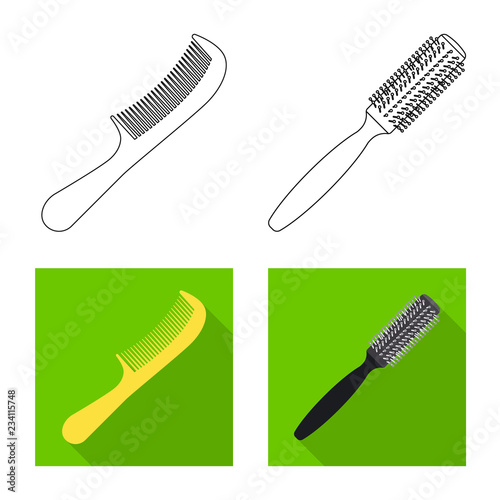 Isolated object of brush and hair sign. Collection of brush and hairbrush stock vector illustration.