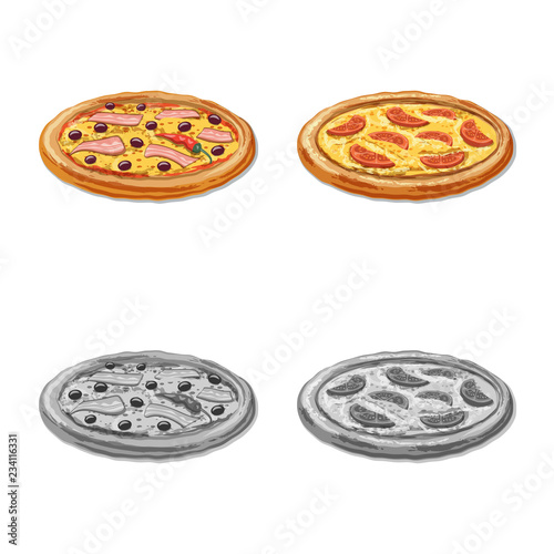 Vector design of pizza and food symbol. Set of pizza and italy stock vector illustration.