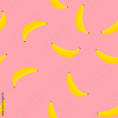 Pink Banana seamless pattern. Vector illustration.