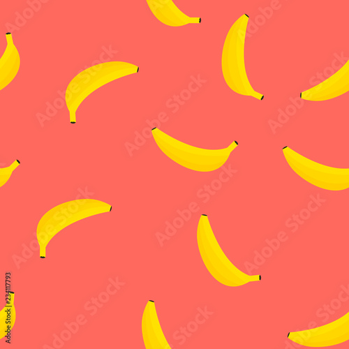 Red Banana seamless pattern. Vector illustration.