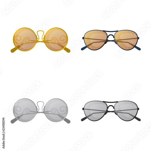Isolated object of glasses and sunglasses logo. Collection of glasses and accessory stock vector illustration.