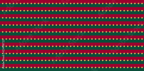 Christmas red green horizontal stripes with golden doodle points. Xmas cute bright seamless pattern. Classic minimal wine vector sale background. Candy cane striped texture. Modern trendy navidad 