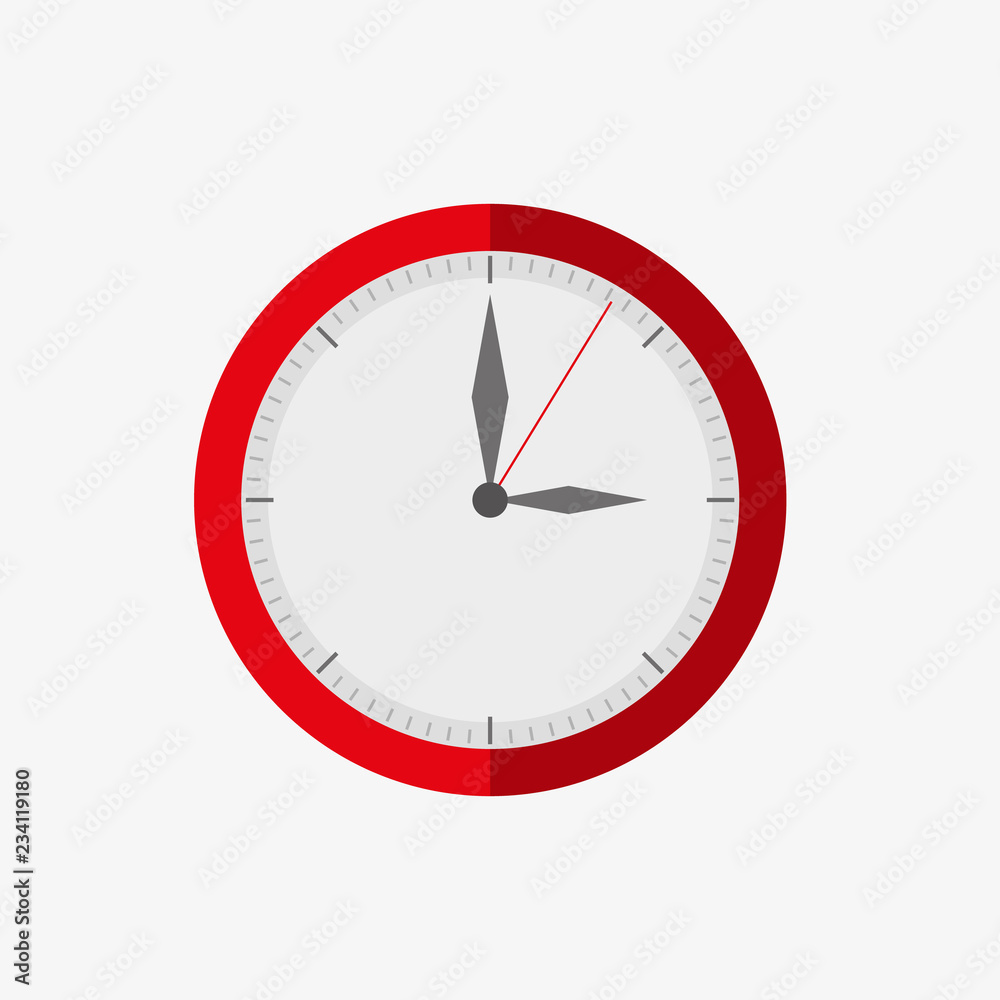 Red wall-clock icon in flat design. Vector illustration. Red wall-clock icon in flat design. Vector illustration.