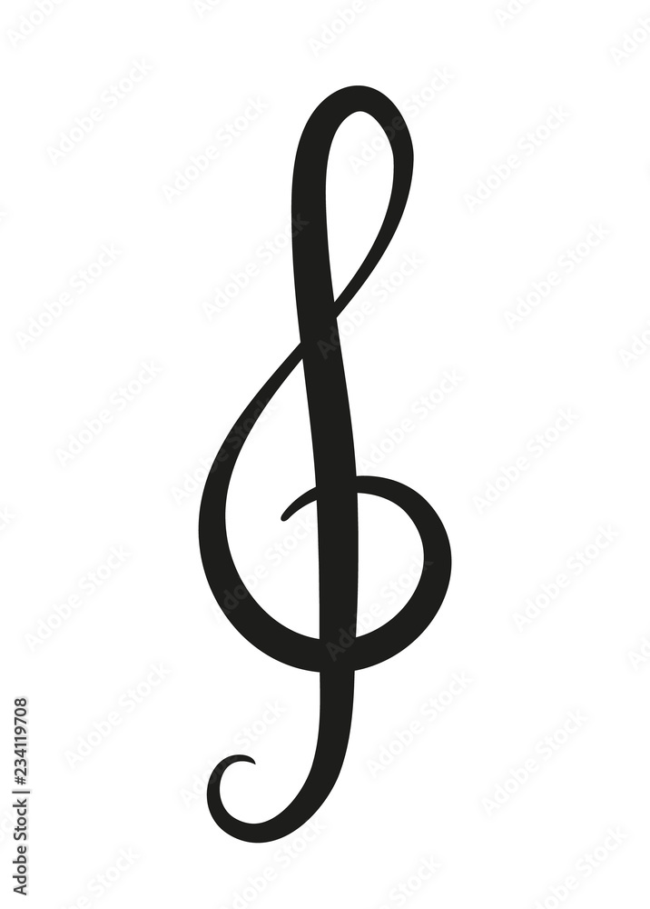 Vector illustration of treble clef icon. Vector illustration of treble clef icon.