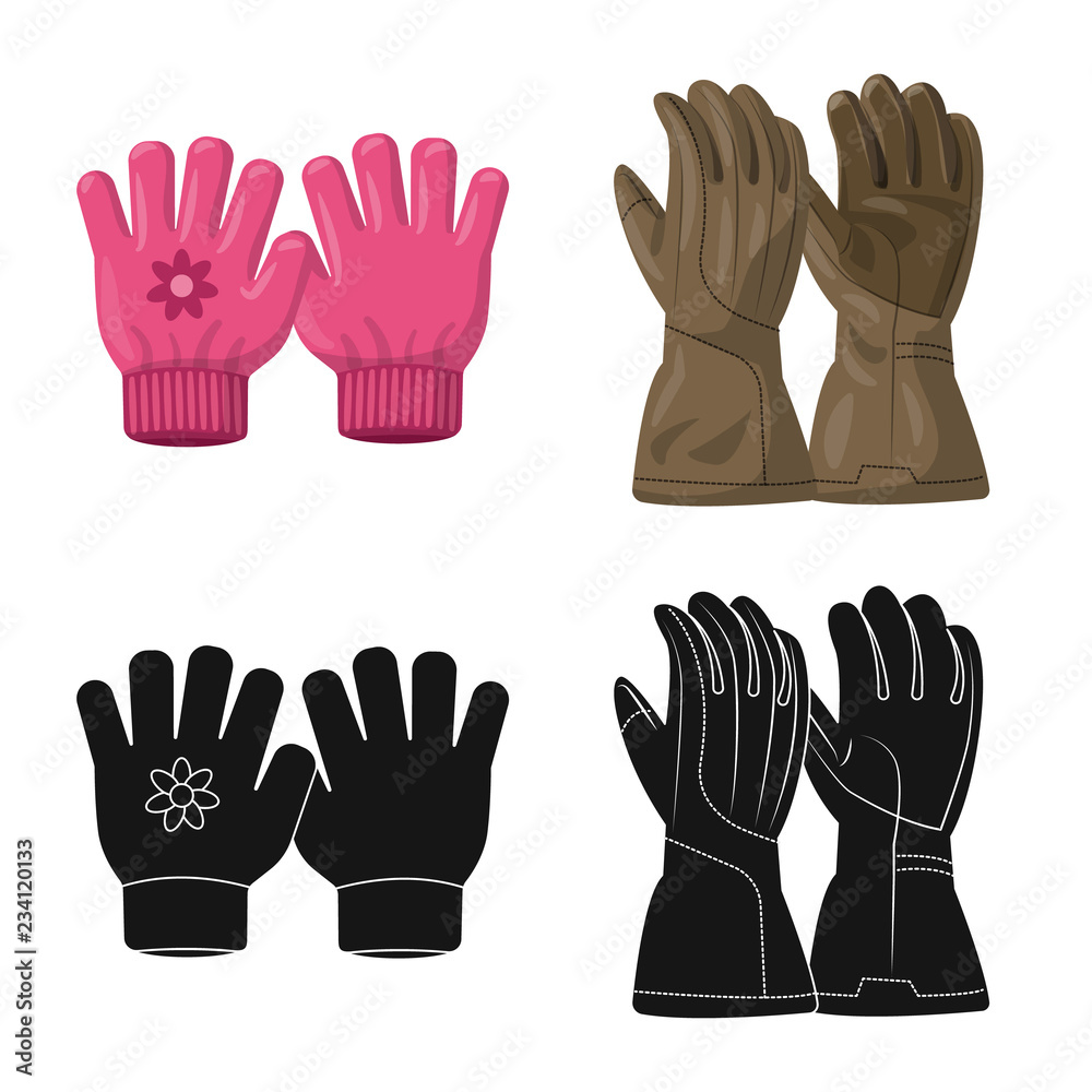 Vector illustration of glove and winter logo. Set of glove and equipment stock symbol for web. Vector illustration of glove and winter logo. Set of glove and equipment stock symbol for web.