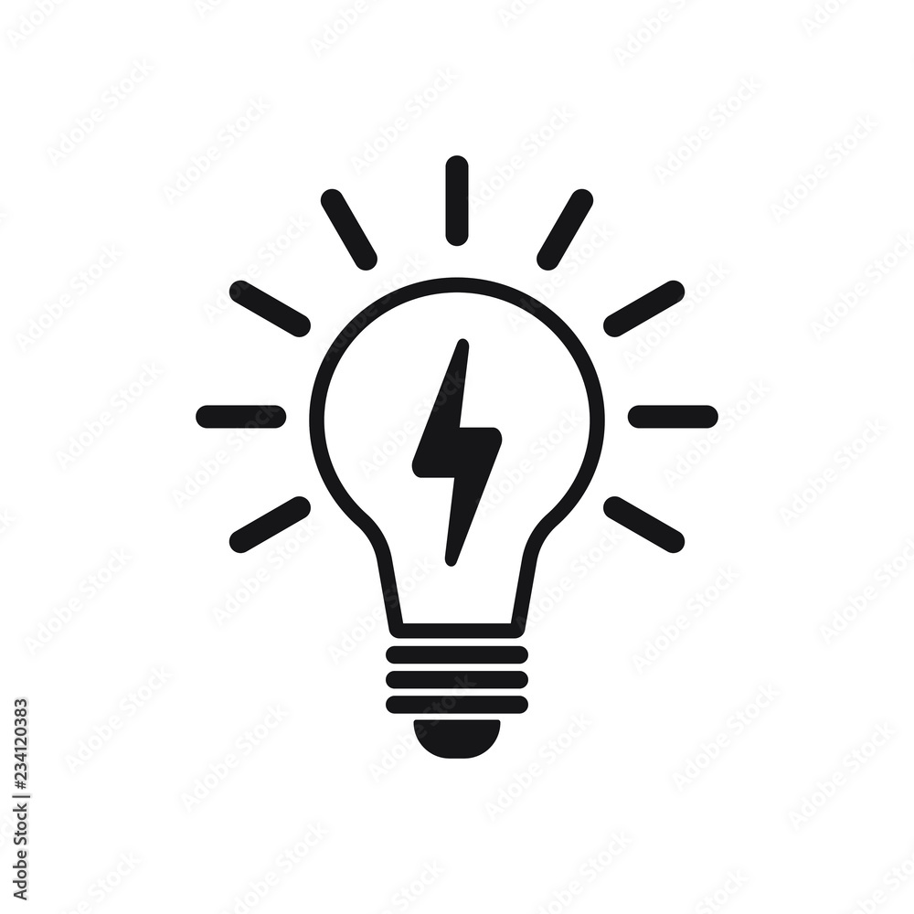 light bulb vector icon, lamp with lightning Stock Vector | Adobe Stock