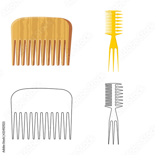Vector illustration of brush and hair sign. Set of brush and hairbrush vector icon for stock.