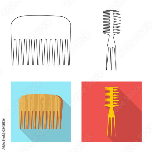 Vector illustration of brush and hair logo. Set of brush and hairbrush stock symbol for web.