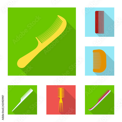 Isolated object of brush and hair sign. Collection of brush and hairbrush stock symbol for web.