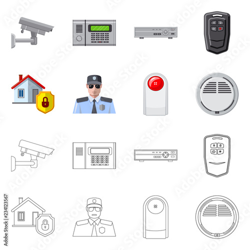 Vector design of office and house logo. Collection of office and system stock symbol for web.