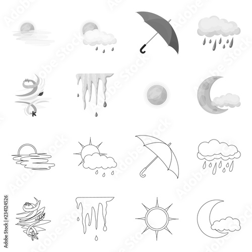 Isolated object of weather and climate icon. Set of weather and cloud stock symbol for web.