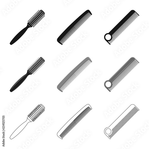 Vector design of brush and hair sign. Collection of brush and hairbrush vector icon for stock.