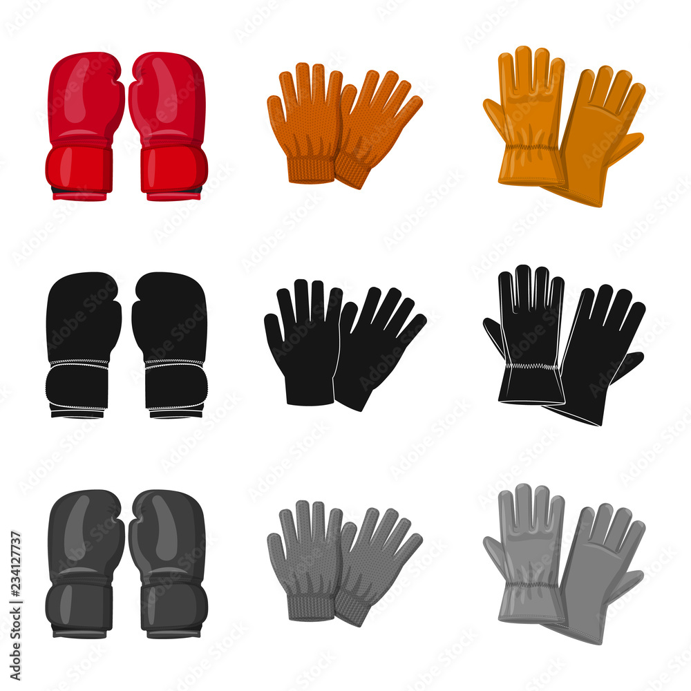Vector illustration of glove and winter logo. Set of glove and equipment vector icon for stock. Vector illustration of glove and winter logo. Set of glove and equipment vector icon for stock.