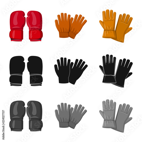 Vector illustration of glove and winter logo. Set of glove and equipment vector icon for stock.