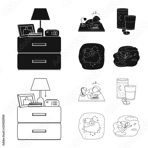 Isolated object of dreams and night logo. Collection of dreams and bedroom stock symbol for web.