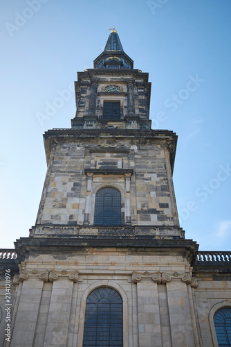 Copenhagen, Denmark - October 10, 2018 : View of christians kirche tower