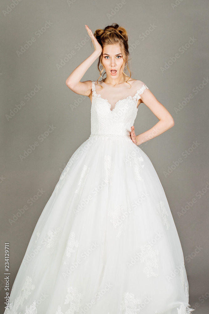 Young bride. Emotions facial expression feeling body language. Young bride. Emotions facial expression feeling body language.