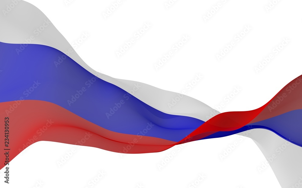 Fototapeta premium Waving flag of the Russian Federation. The National. State symbol of the Russia. 3D illustration