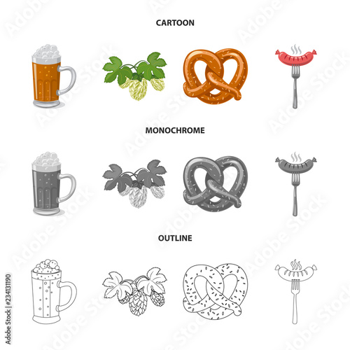 Isolated object of pub and bar icon. Set of pub and interior vector icon for stock.