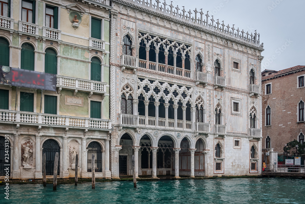 Between canals of the city of Venice. Italy