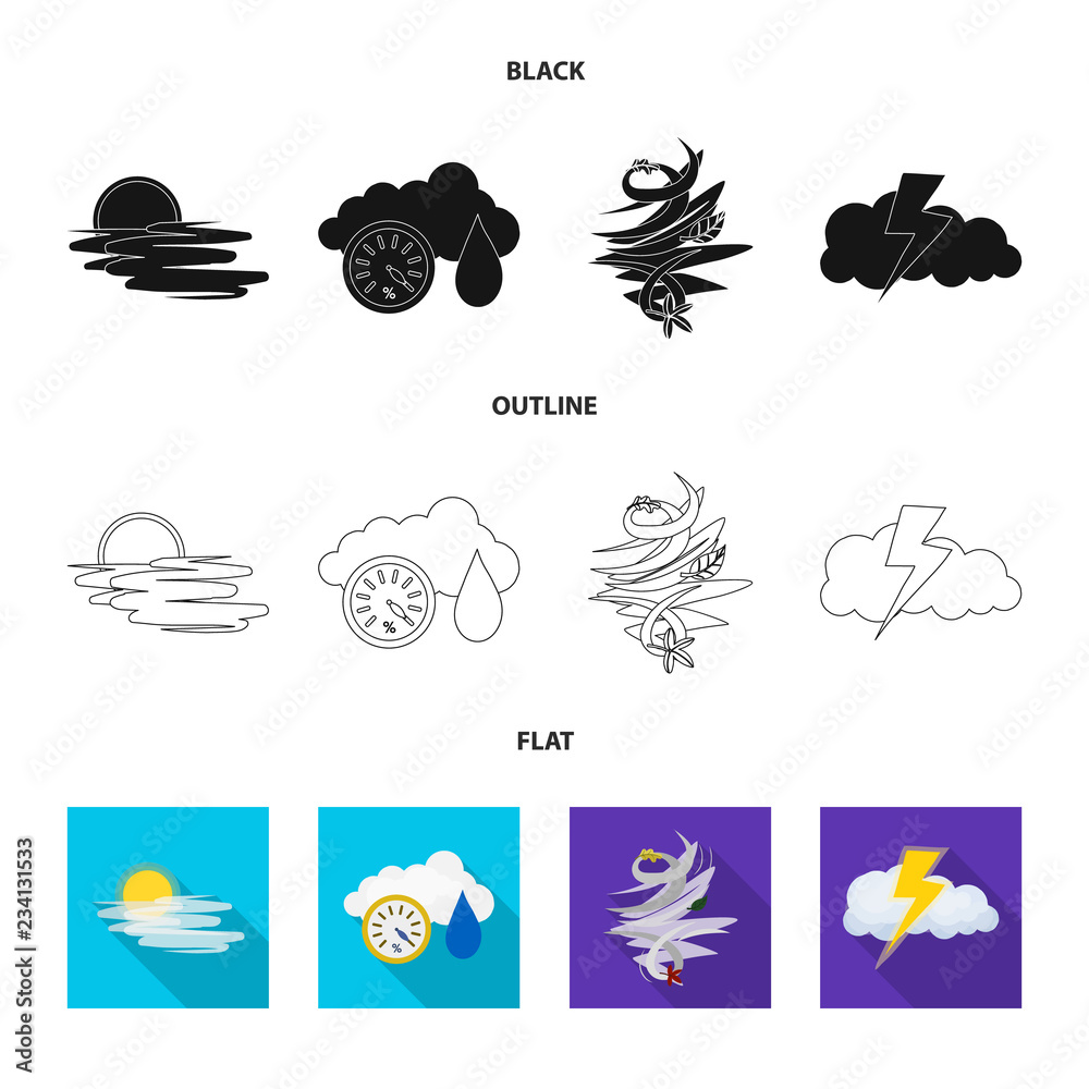 Isolated object of weather and climate symbol. Set of weather and cloud stock vector illustration.