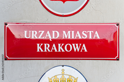 Krakow city office sign