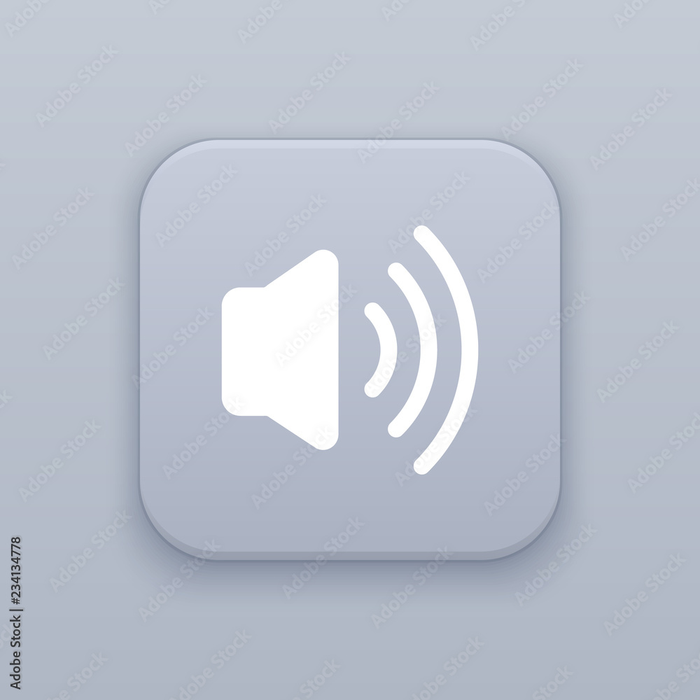 Volume of sound, gray vector button with white icon Volume of sound, gray vector button with white icon