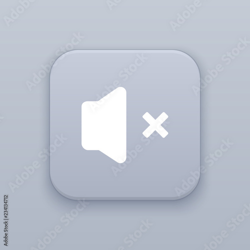 No sound, gray vector button with white icon