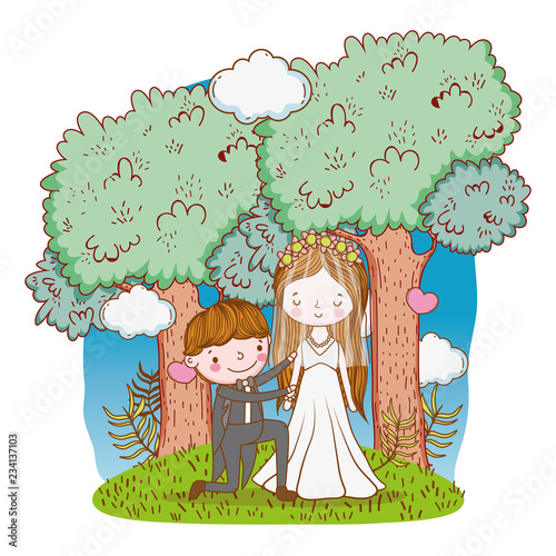 Wedding couple cute cartoon