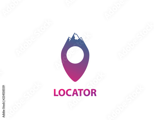 Mountain point locator logo design - illustration