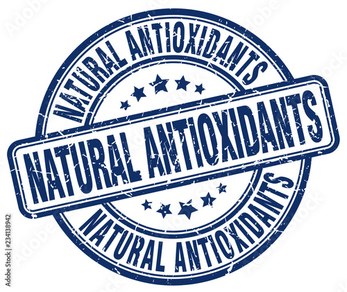 natural antioxidants blue grunge round vintage rubber stamp