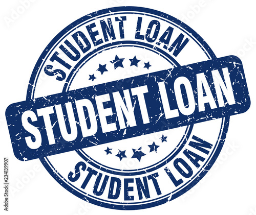 student loan blue grunge round vintage rubber stamp