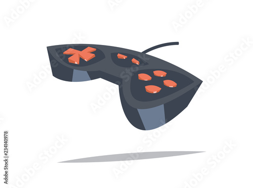 Retro gamepad in cartoon style with shadow.Video game controller.