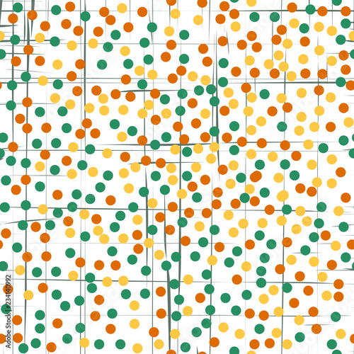 Fototapeta Naklejka Na Ścianę i Meble -  Vector repeating seamless polka dot pattern with dots . Geometric casual texture on white background.