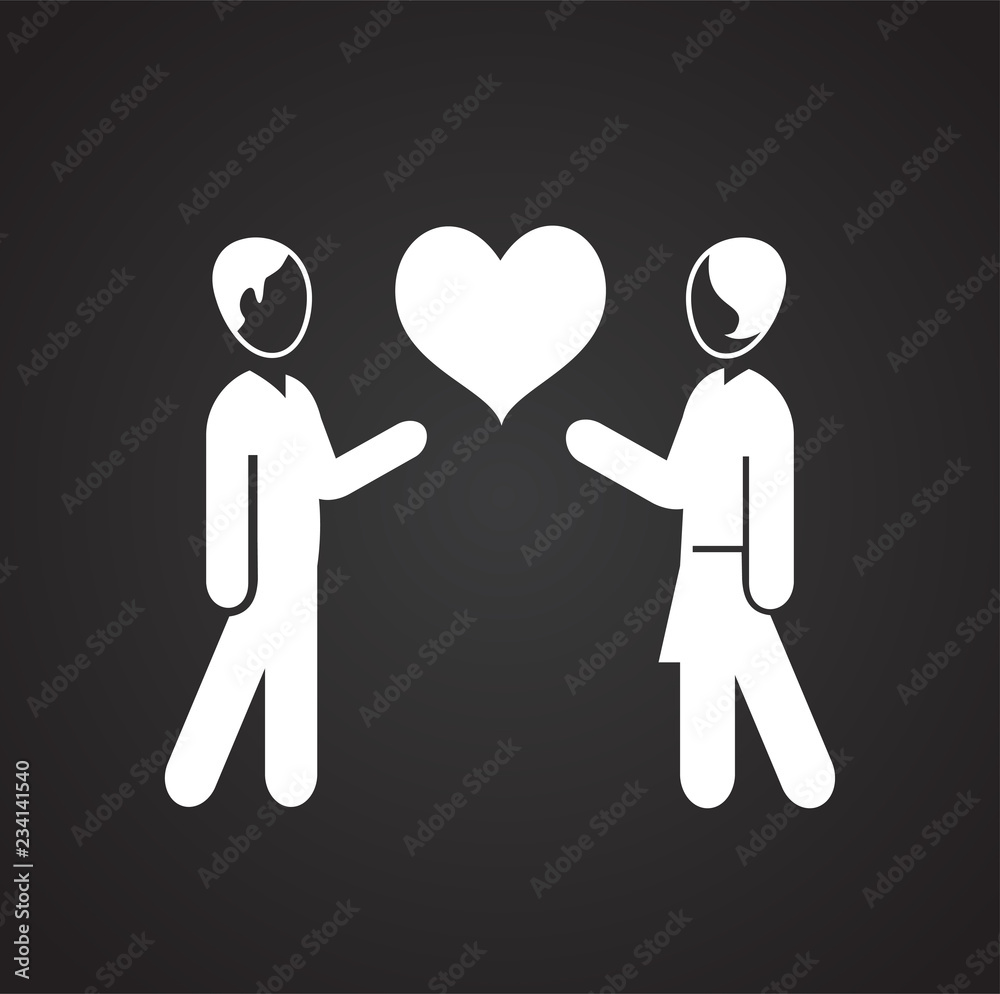Couple in love on black backgorund icon Couple in love on black backgorund icon