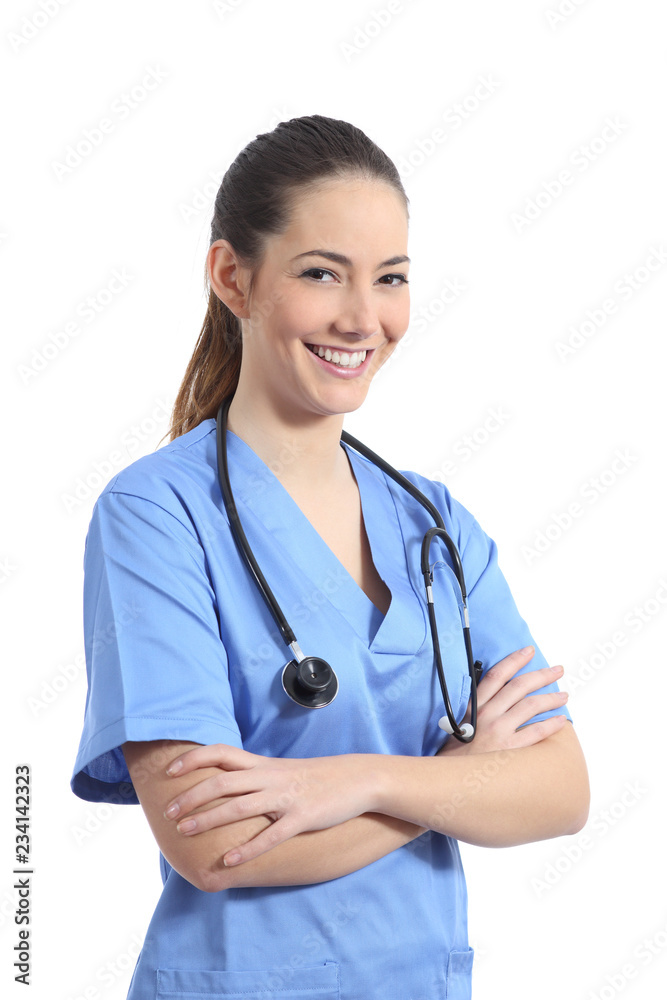 Nurse or doctor posing on isolated white background Nurse or doctor posing on isolated white background