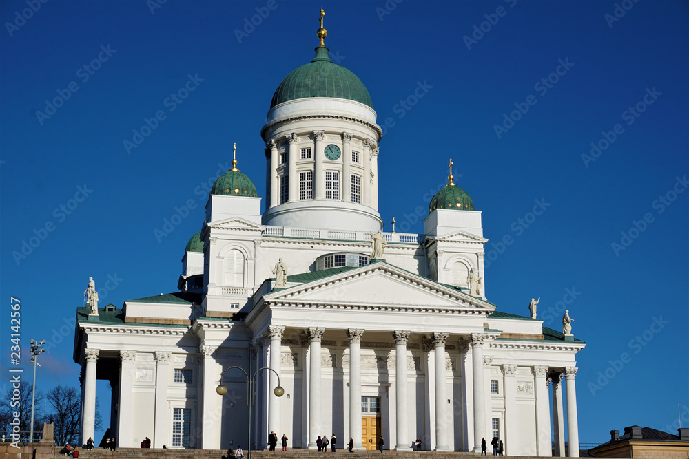 The cathedral of Helsinki cathedral in front of blue sky